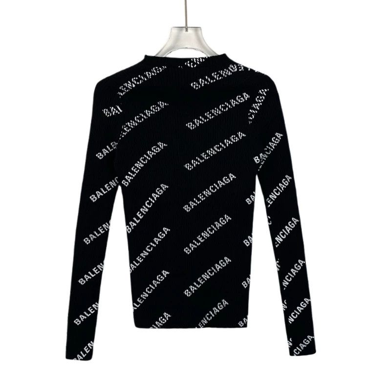 Balenciaga Balenciaga Black logo full print knit sweater Size US XS / EU 42 / 0 - 2 Thumbnail