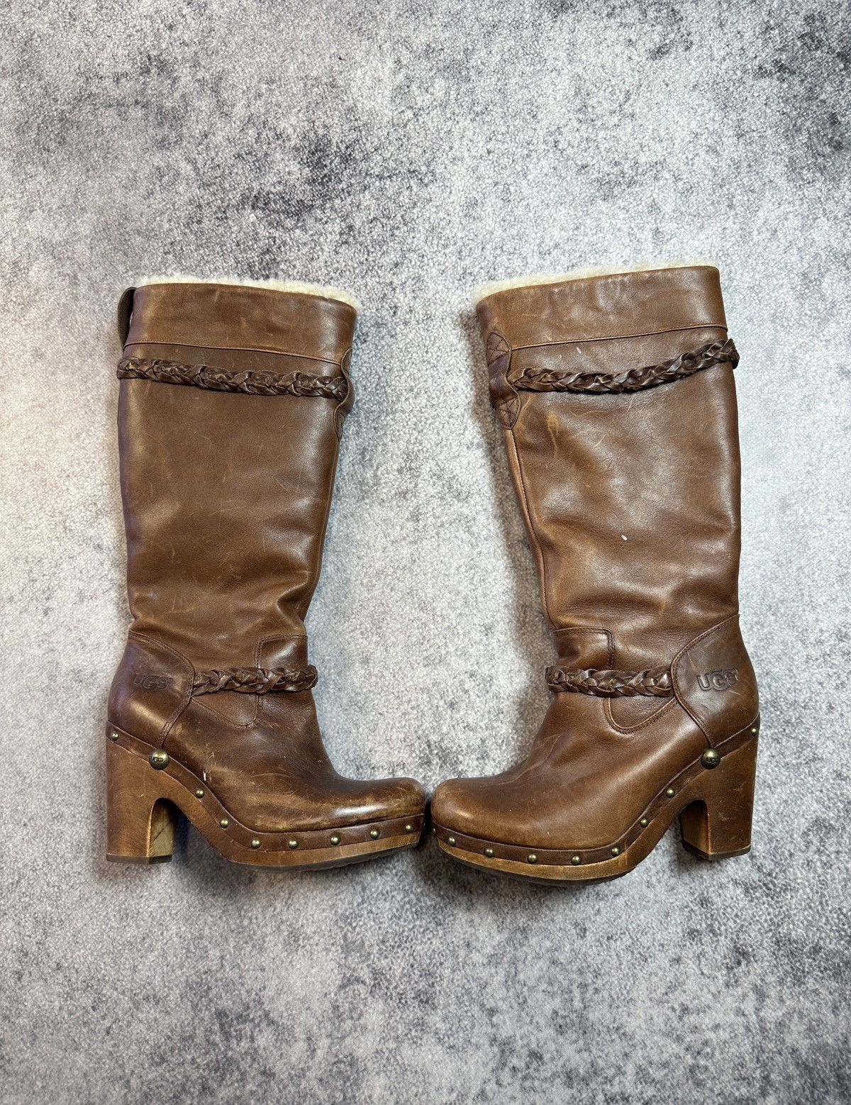 Ugg × Vintage Y2K Vintage Leather UGG High Boots Streetwear Rare USA 9 Size US 9 / IT 39 - 1 Thumbnail