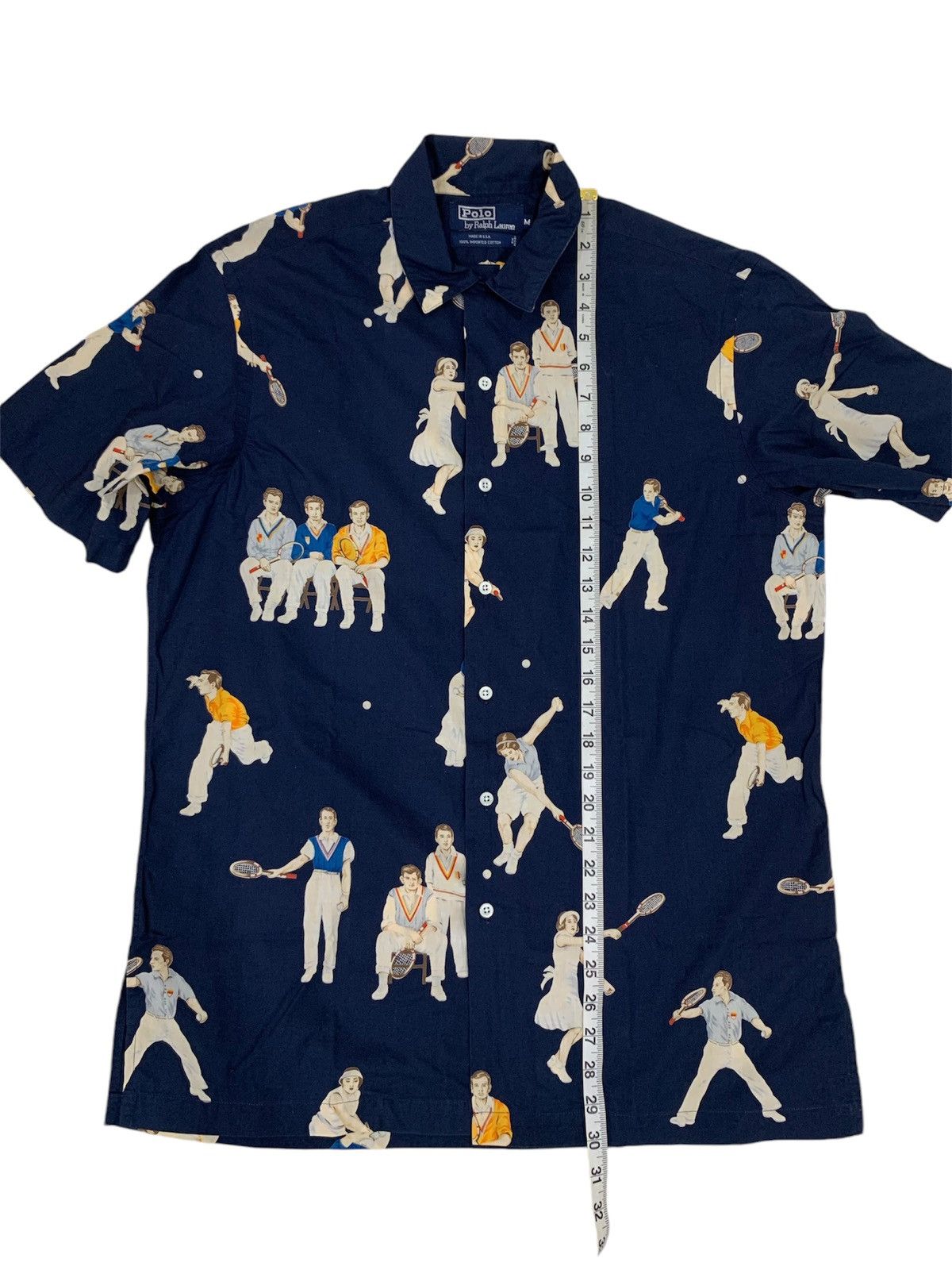 Polo Ralph Lauren Vintage Rare 90s Polo Tennis Overprint Button Ups Shirt Size US M / EU 48-50 / 2 - 18 Thumbnail