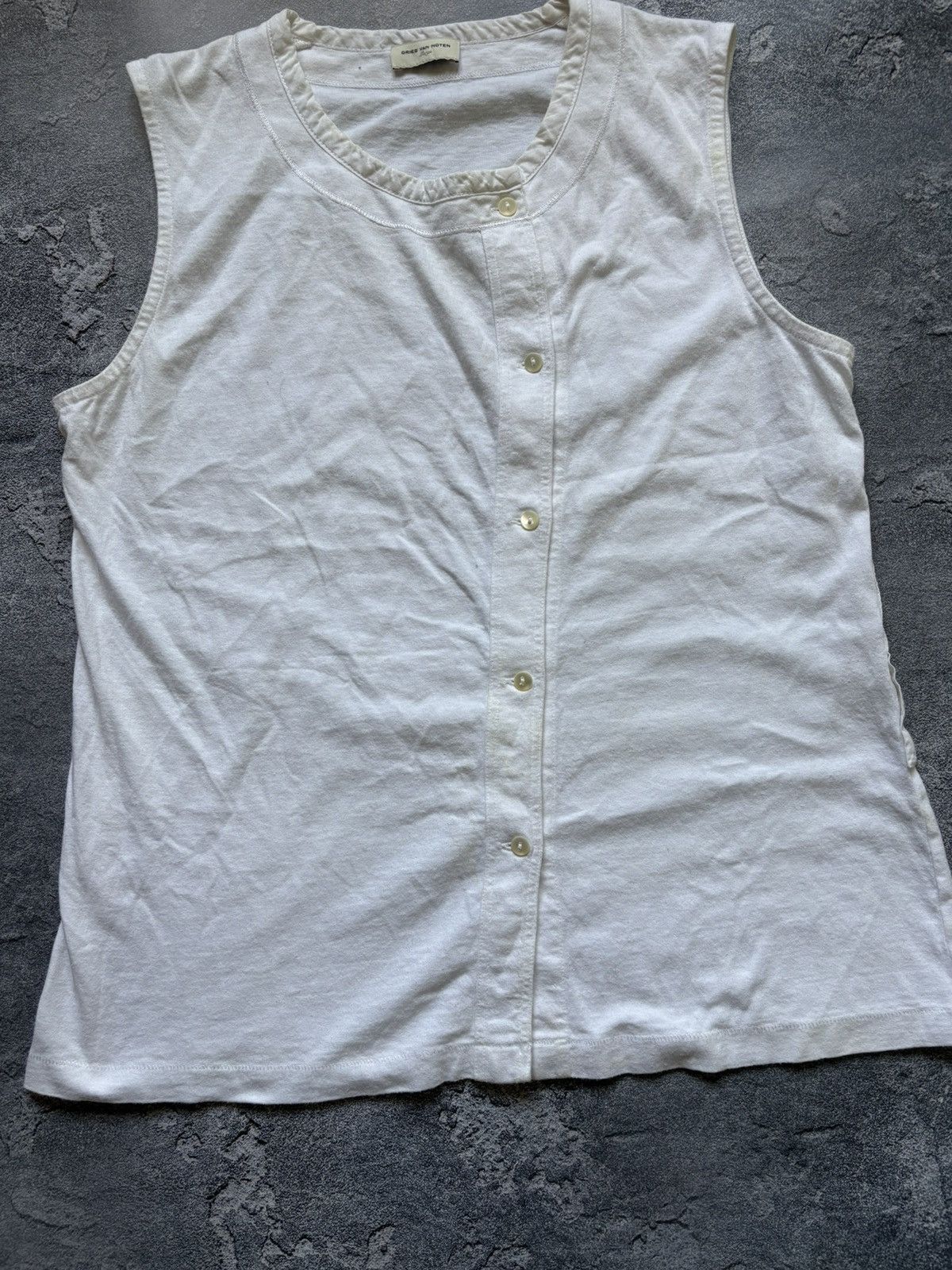Dries Van Noten Vintage Dries Van Noten Asymmetric Button Up White Tank Top Size L / US 10 / IT 46 - 5 Thumbnail