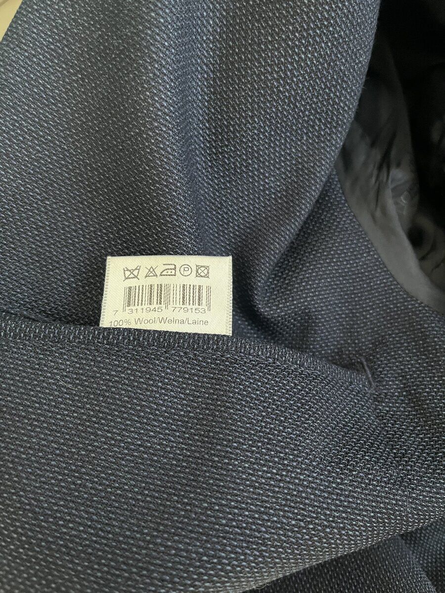 Oscar Jacobson Navy Hopsack Jacket Size 38R - 6 Thumbnail