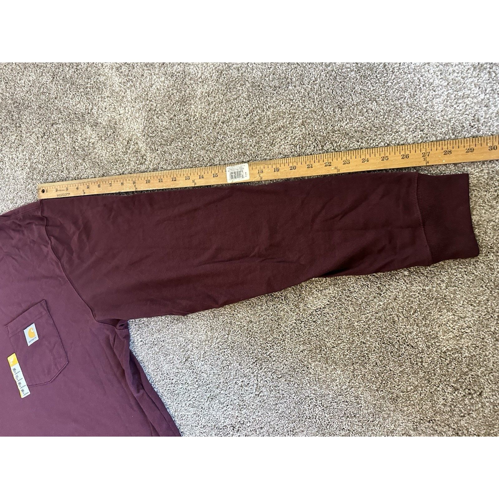 Carhartt NEW CARHARTT LONG-SLEEVED TSHIRT LOOSE FIT maroon XXL Size US XXL / EU 58 / 5 - 5 Thumbnail