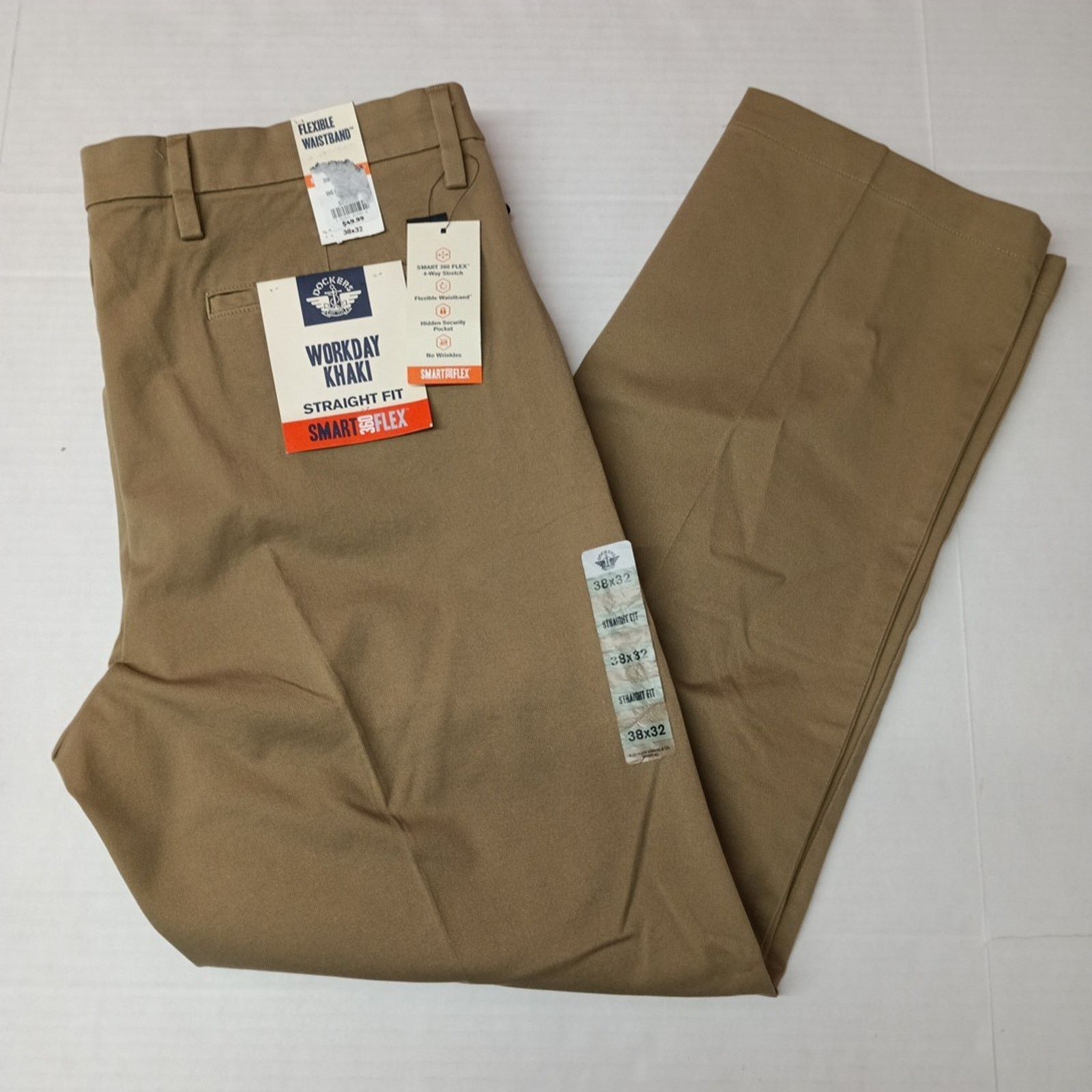 Dockers Dockers Workday Khakis Straight Fit Men's 38x32 Tan Stretch Size US 38 / EU 54 - 1 Thumbnail