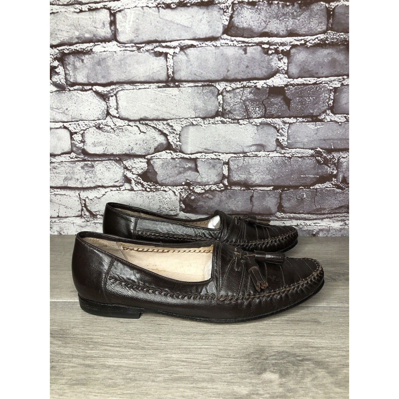 Other Andre Verger Brown Leather Tassel Loafers Handsewn Shoes Men Size US 8 / EU 41 - 20 Thumbnail