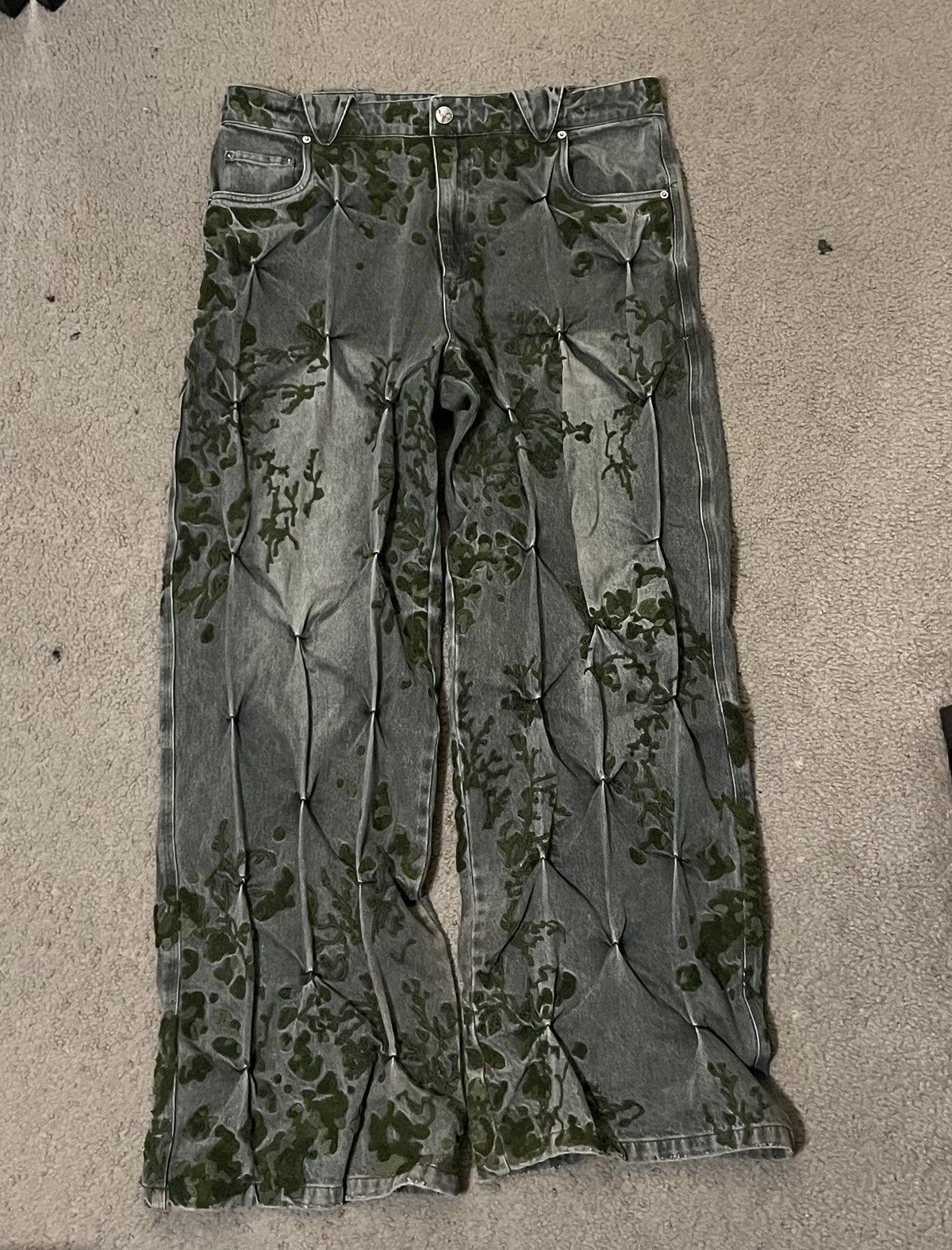 Bad Son Badson US Moss “Overgrowth” Denim Pants Size XL New