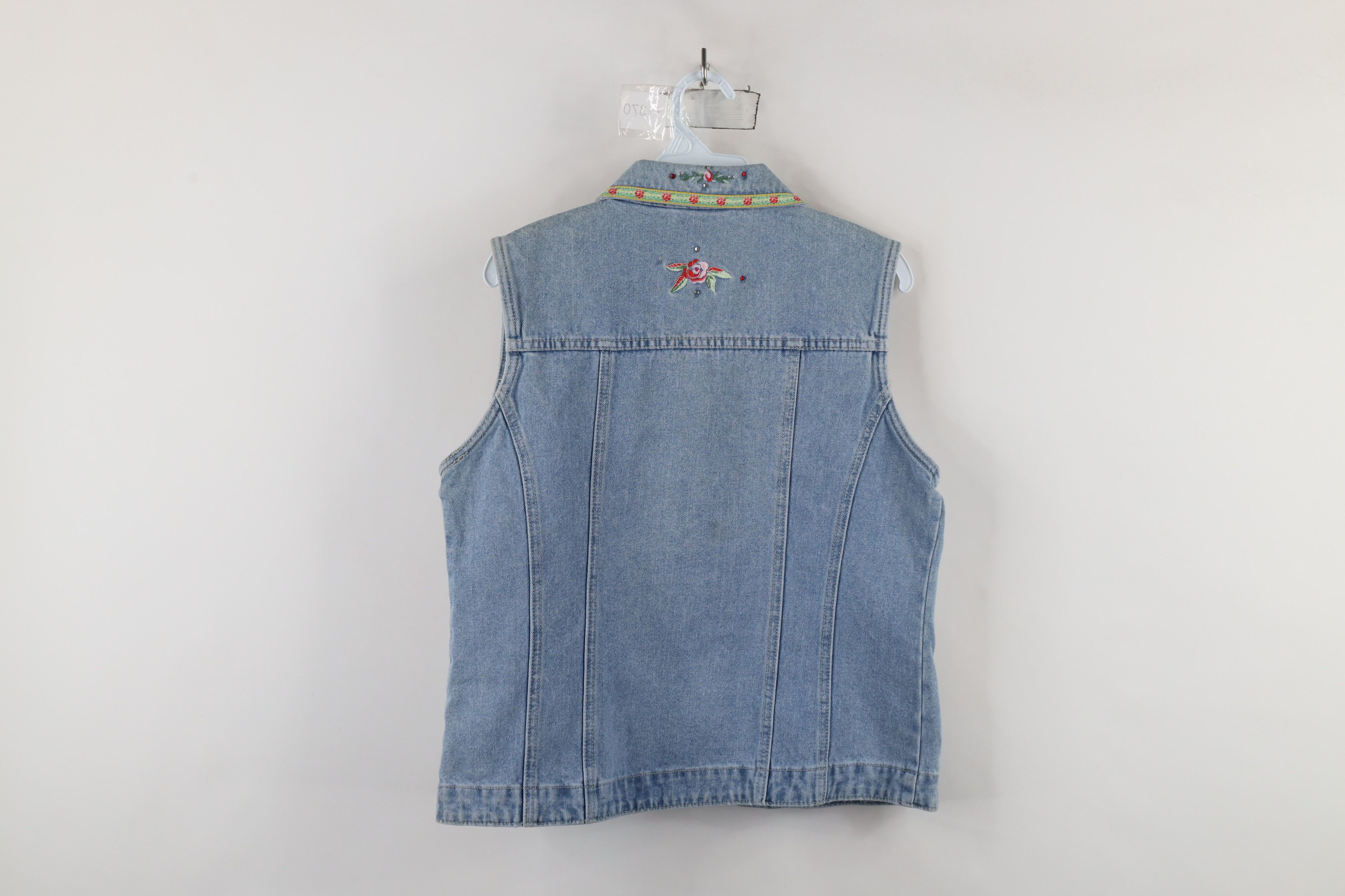 Vintage Vintage 90s Streetwear Flower Sequin Denim Jean Vest Jacket Size M / US 6-8 / IT 42-44 - 13 Thumbnail
