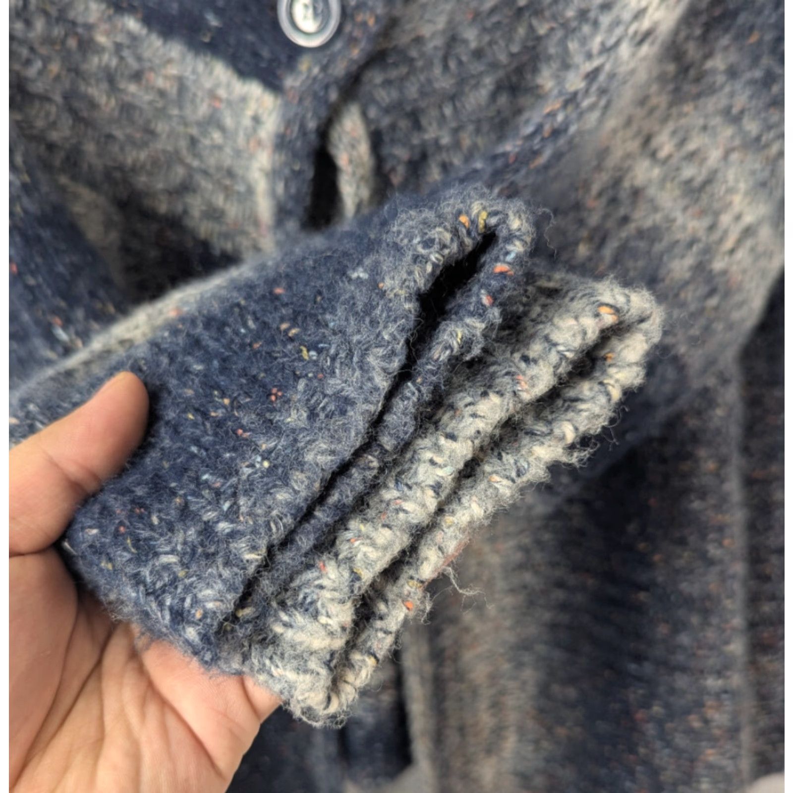 Avenue Avenue Cardigan Sweater One Button Plus Size 22/24 Navy Ombre Bohemian Classic Nature Outdoor Teacher Women Size 3XL / US 20-22 - 3 Thumbnail
