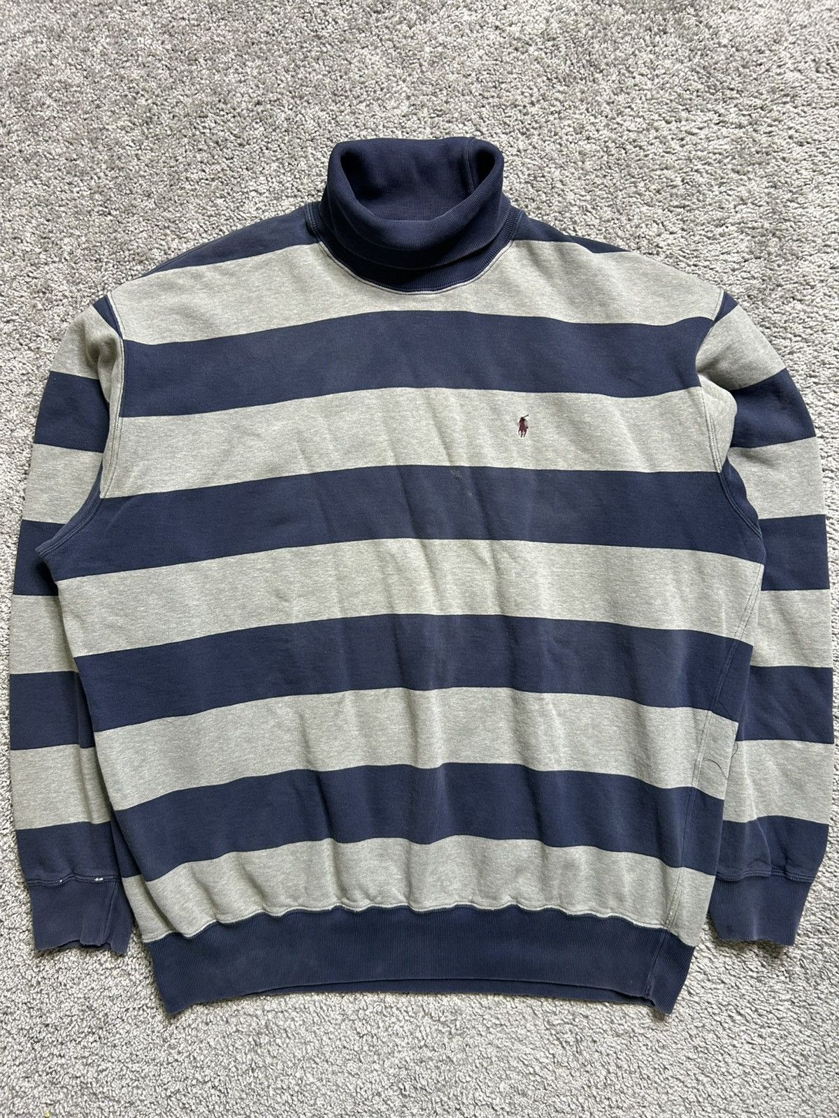 Polo Ralph Lauren Vintage 80s Polo Ralph Lauren Striped Turtle Neck Sweatshirt Size US XL / EU 56 / 4 - 1 Thumbnail