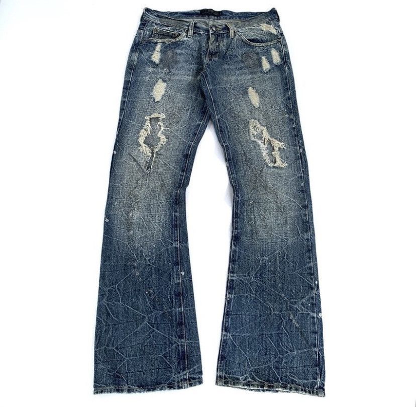 Japanese Brand 2000s Midas Flare Distressed Y2k Punk Vkeii Lgb Style Size US 31 - 1 Thumbnail