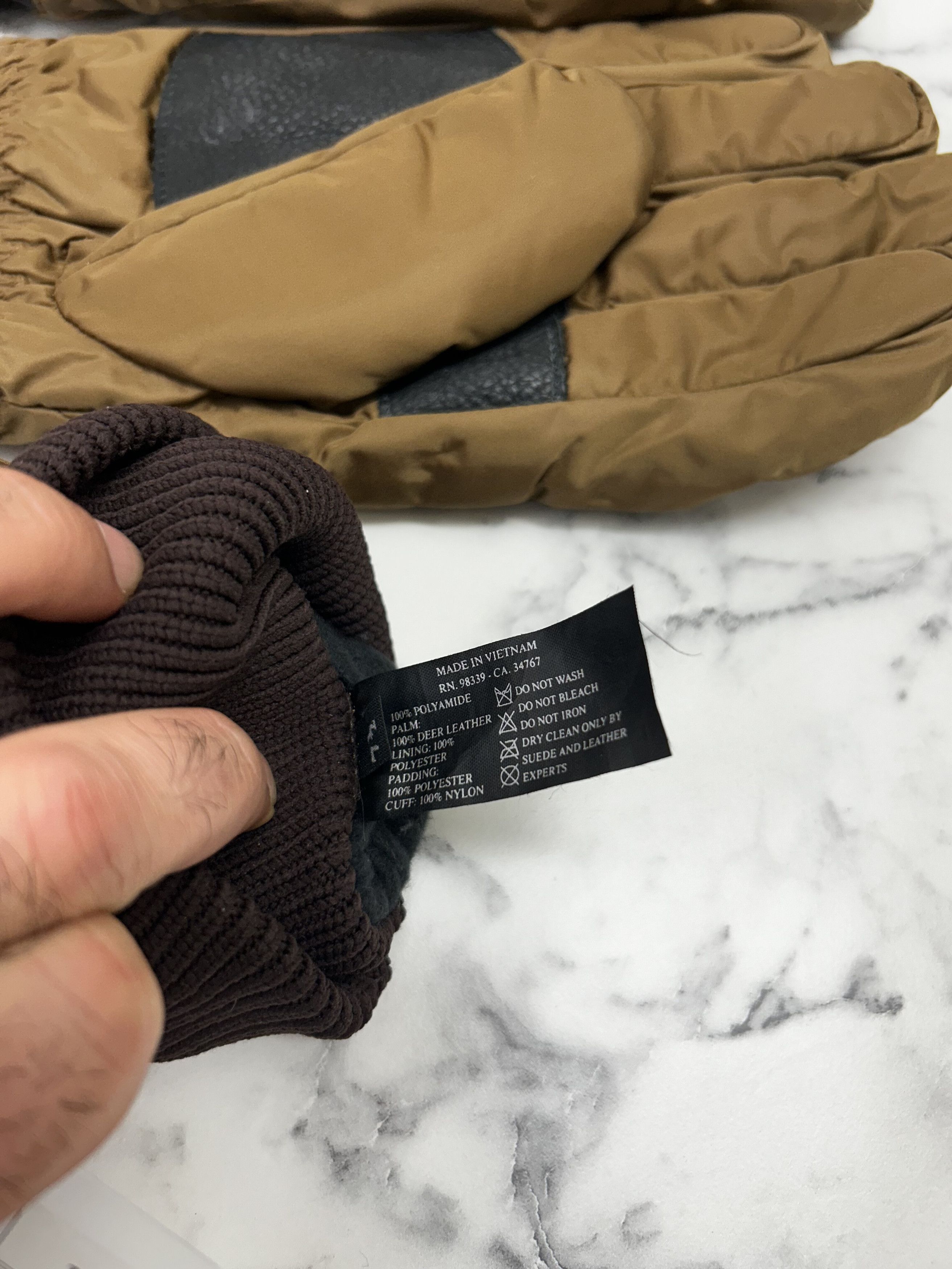 Prada Prada Linea Rossa Brown NylonWinter SkiGlovesWithLeatherPalm Size 34 - 4 Thumbnail