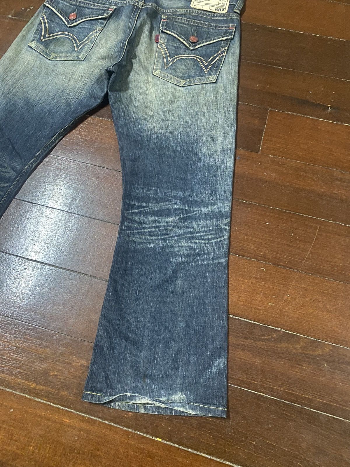 If Six Was Nine Japanese Edwin 503 Flared Jeans Distressed Jeans mud wash Size US 37 - 11 Thumbnail