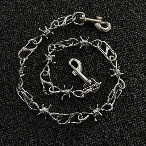 Jewelry Silver Barbed Wire Wallet Chain, Edgy Metal Link Chain Size ONE SIZE - 2 Thumbnail