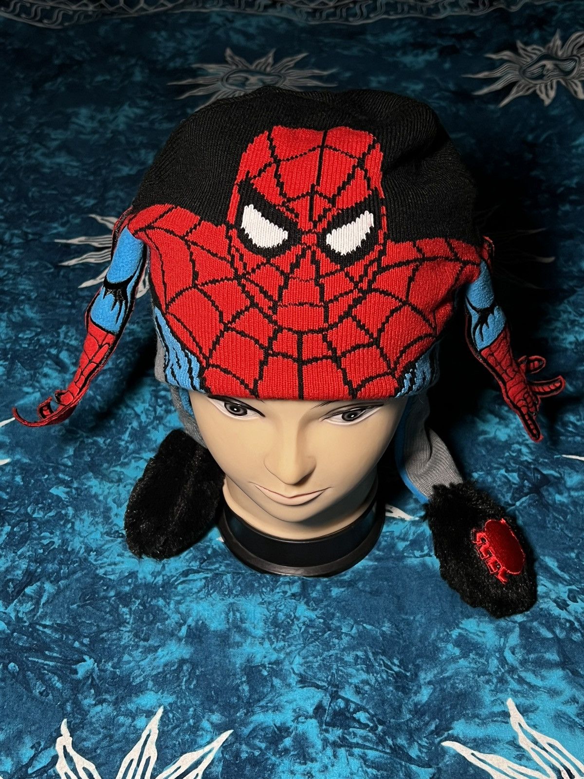 Marvel Comics SPIDER-MAN BIG LOGO MARVEL BEANIE HATS Y2K DRILL 90s Size ONE SIZE - 4 Thumbnail