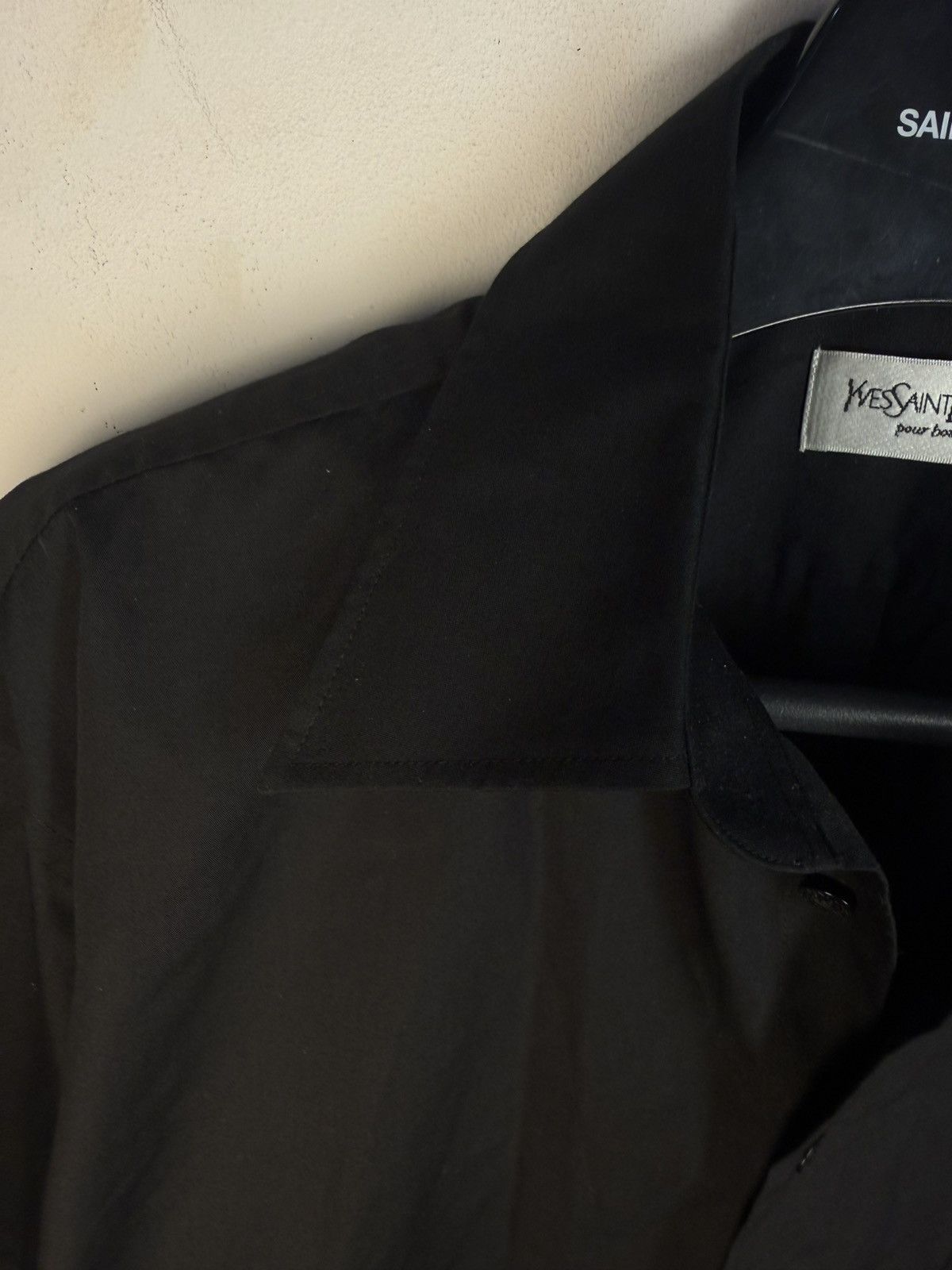 Yves Saint Laurent Black YSL Shirt Short Sleeve Button Up Collar Vintage y2k Size US M / EU 48-50 / 2 - 16 Thumbnail