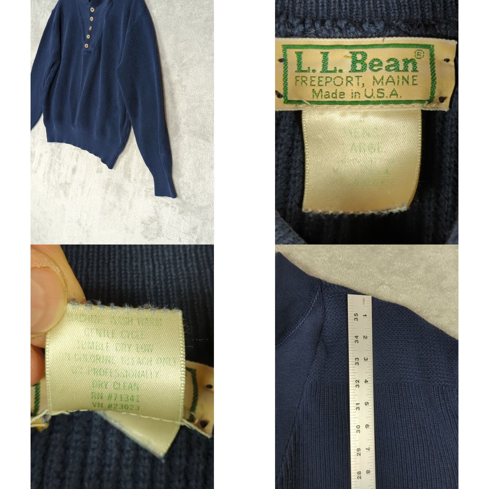 Vintage VINTAGE L.L. Bean Sweater Men’s L Blue Henley Knit Pullover flaw Shuades? Size US L / EU 52-54 / 3 - 8 Thumbnail