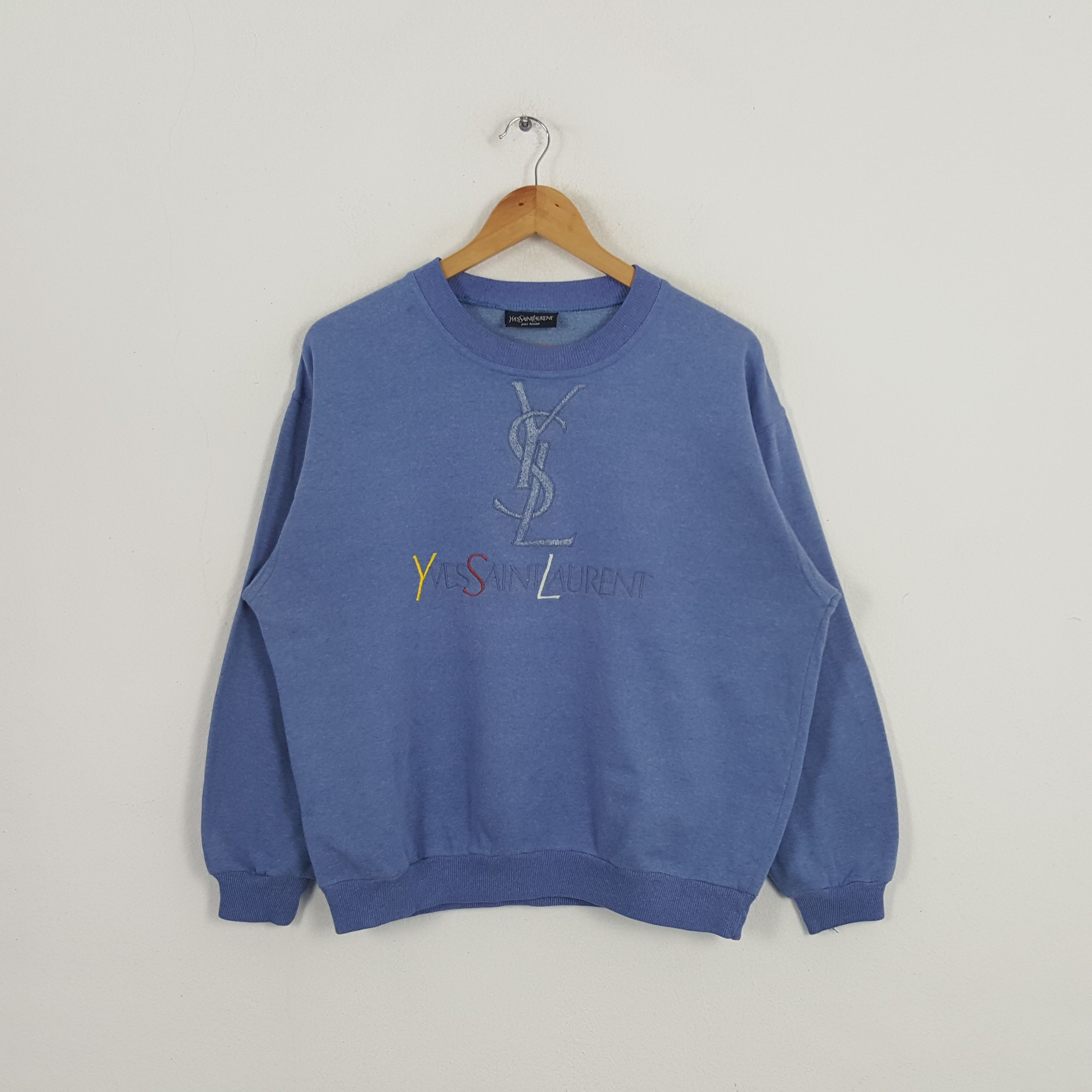 Vintage Vintage Yves Saint Laurent Designer Embroidery Sweatshirt Size US L / EU 52-54 / 3 - 1 Thumbnail