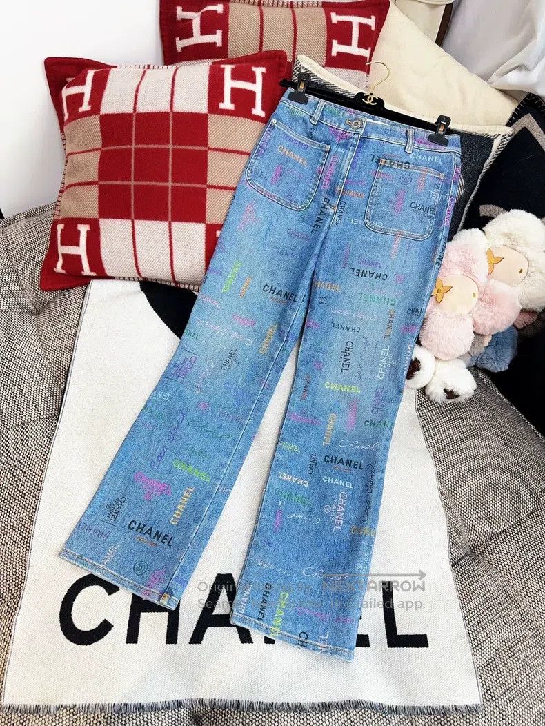 Chanel Chanel 22p popular colourful graffiti letter logo blue jea Size 25" / US 0 / IT 36 - 2 Thumbnail