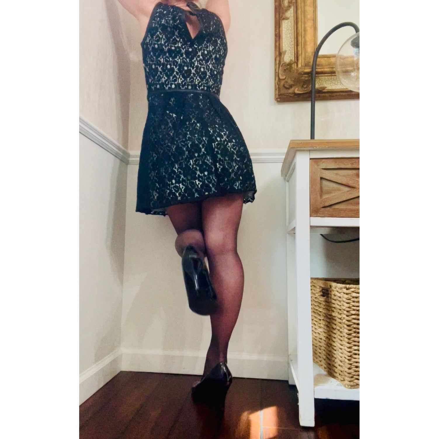 Other Black Lace Size 7 Sleeveless Dress Fit Flare Back Keyhole Gr Size M / US 6-8 / IT 42-44 - 8 Thumbnail