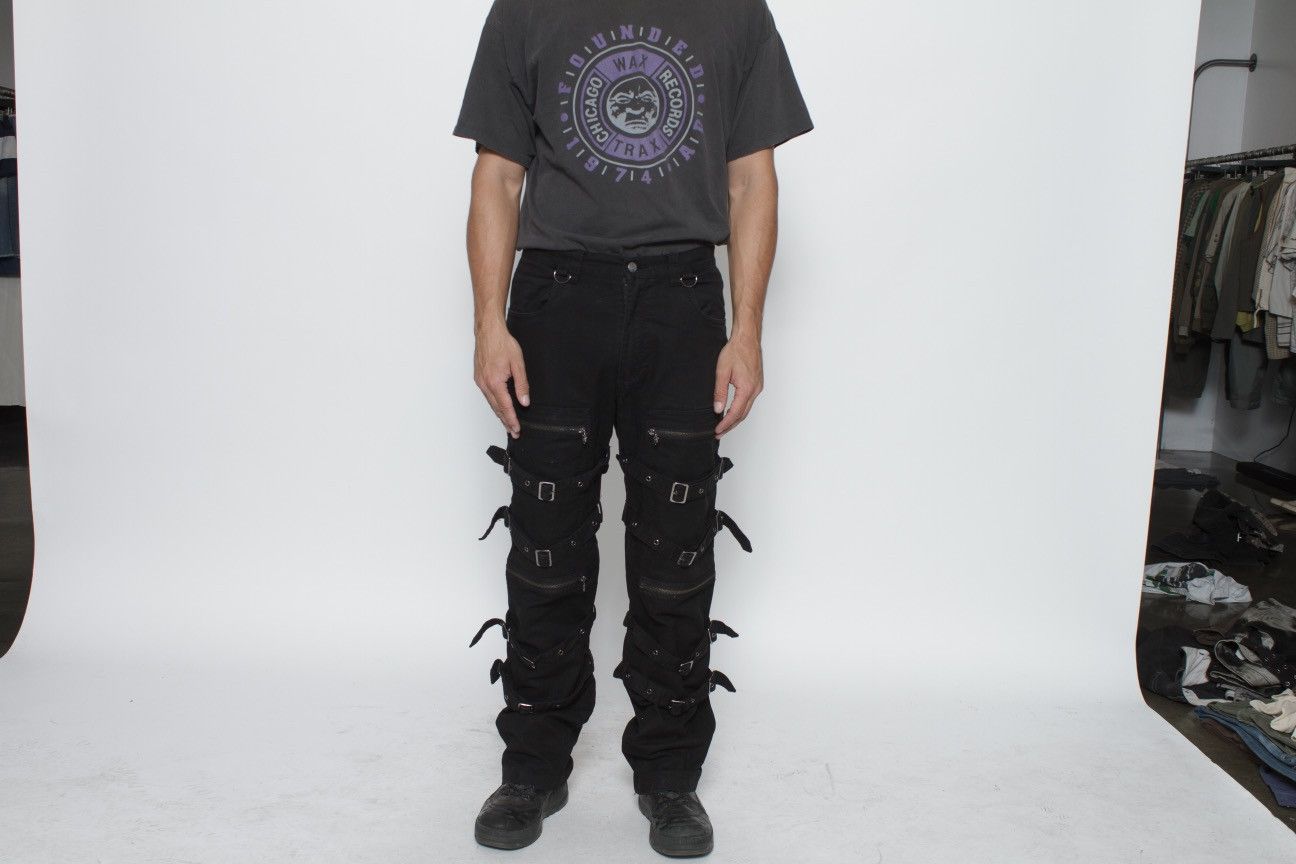 Japanese Brand BLACK TECHNICAL BONDAGE STRAP PANTS BY QUEEN OF DARKNESS Size US 34 / EU 50 - 1 Thumbnail