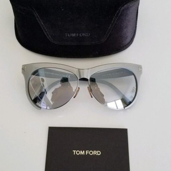 image of NWT Tom Ford Ft0365 - 38G Silver Leona Sunglasses, Women's