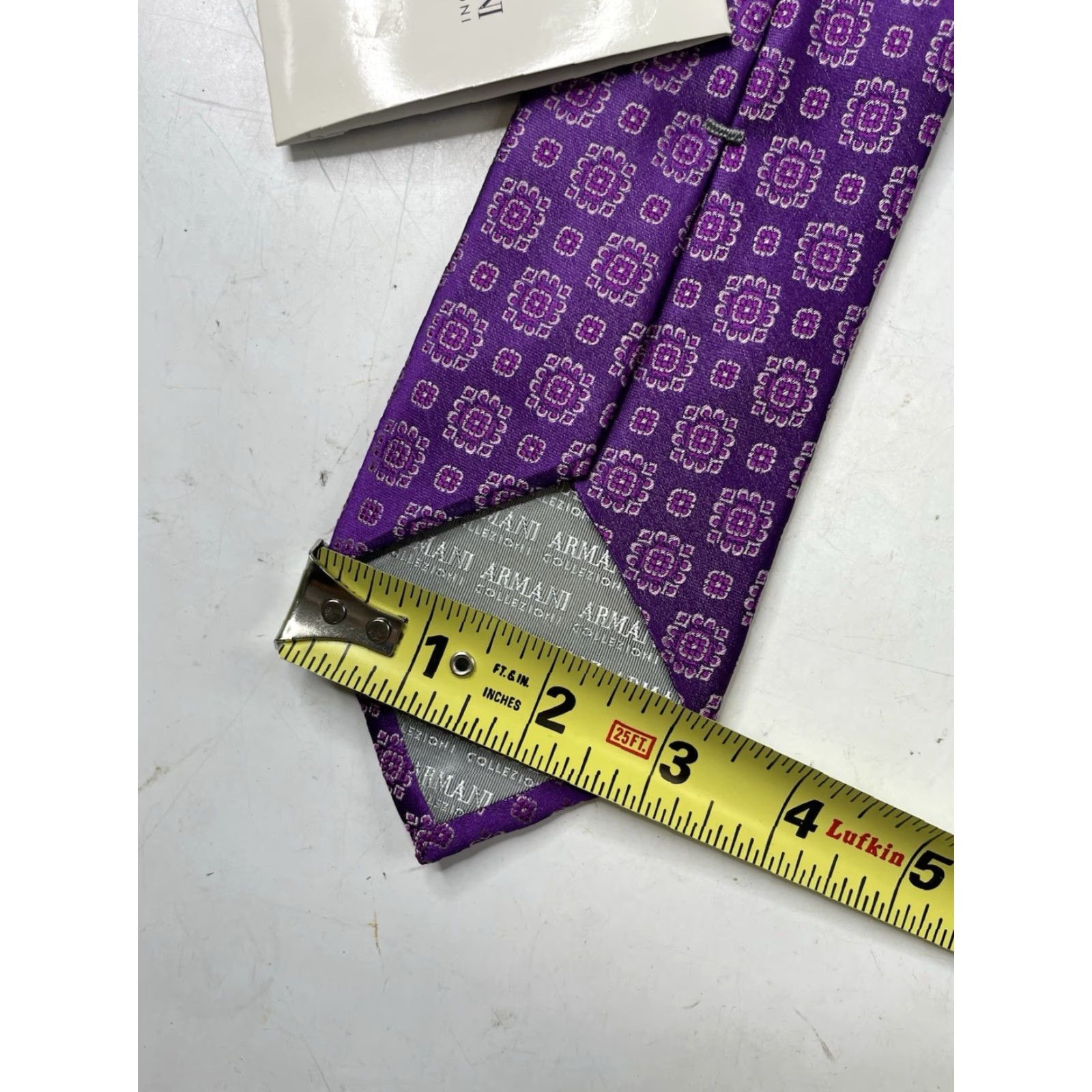Armani NWT Armani Collezioni Tie Silk Italy Purple Paisley Geometric 100% Silk Men Neck Tie Purple Paisley Italy Designer Armani Collezioni Tie Mens Size ONE SIZE - 5 Thumbnail
