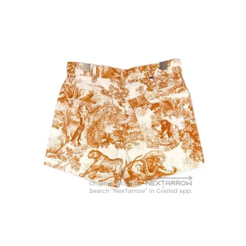 Dior Dior White and orange jungle animal denim cotton shorts Size 42" / US 20 - 2 Thumbnail