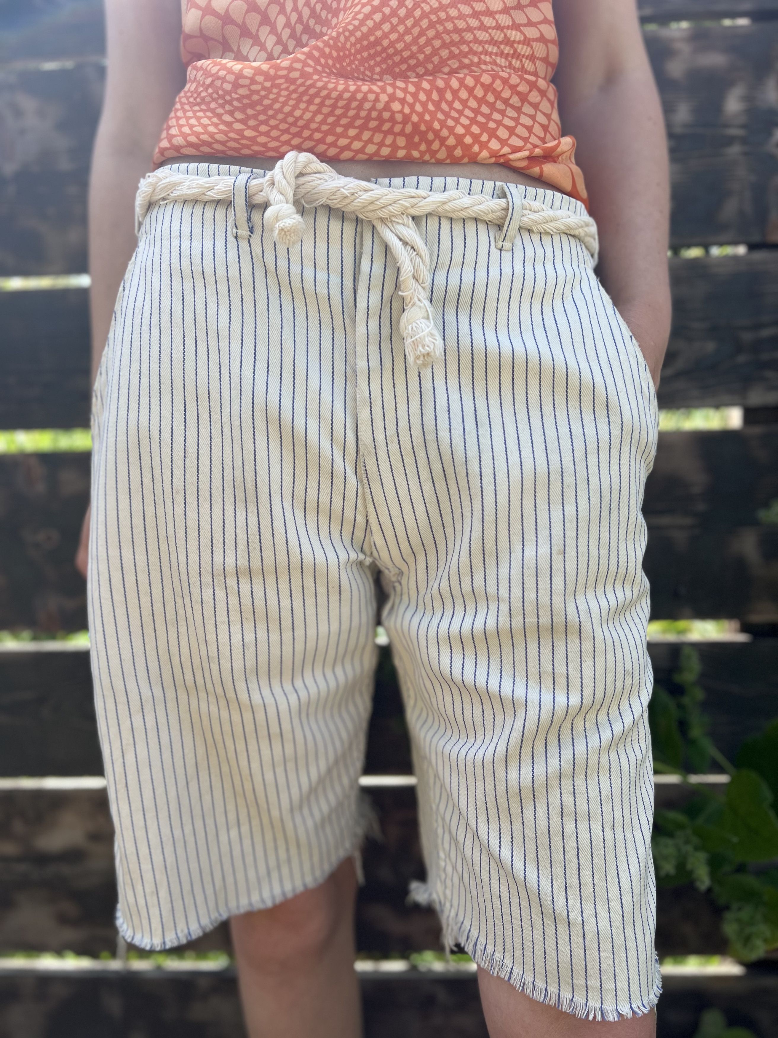 Levi's Vintage Clothing Vintage Big E Levi’s Cutoff Pinstripe Denim Shorts Size US 30 / EU 46 - 6 Thumbnail