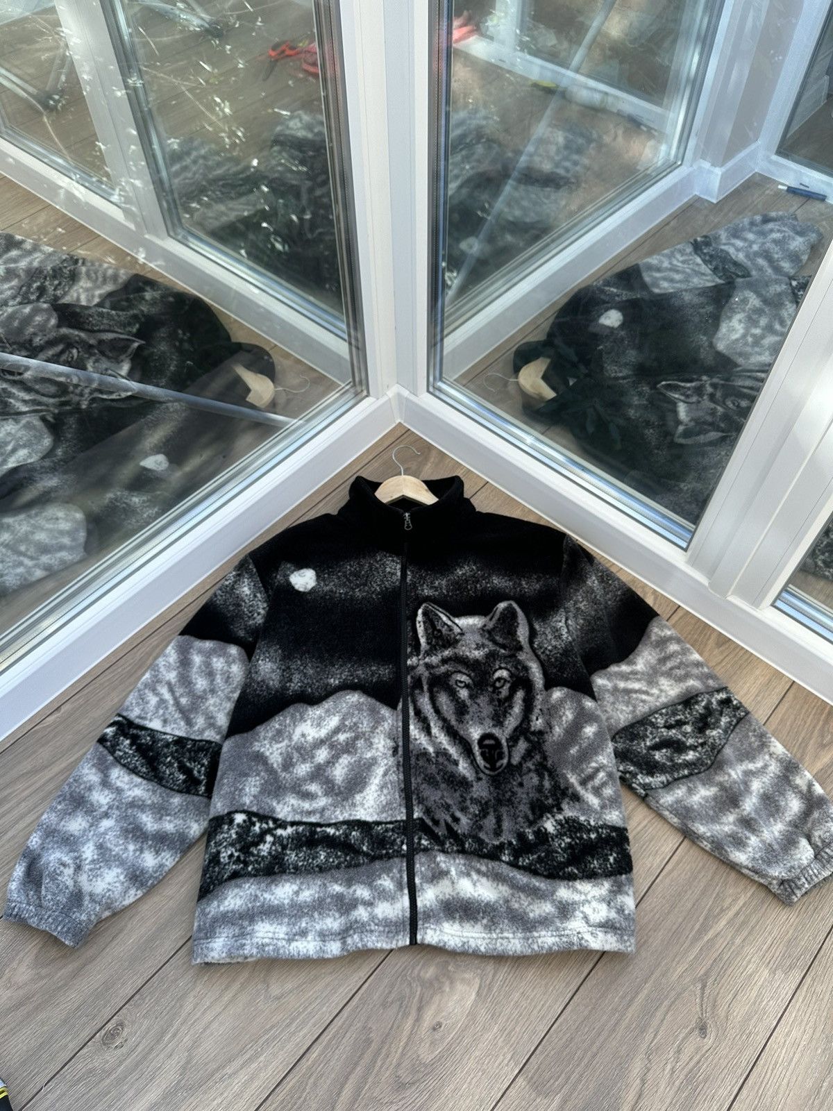 Vintage 🫧Vintage Wolf Fleece Jacket|Animal Print Size US XL / EU 56 / 4 - 2 Thumbnail