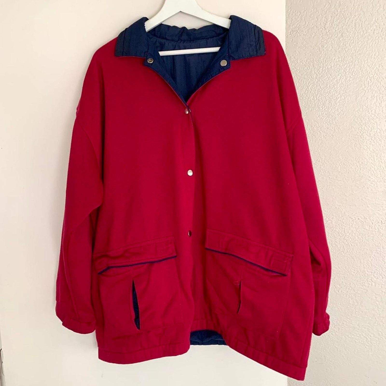 Vintage Vintage Reversible Raspberry Red Parka Size L / US 10 / IT 46 - 1 Thumbnail