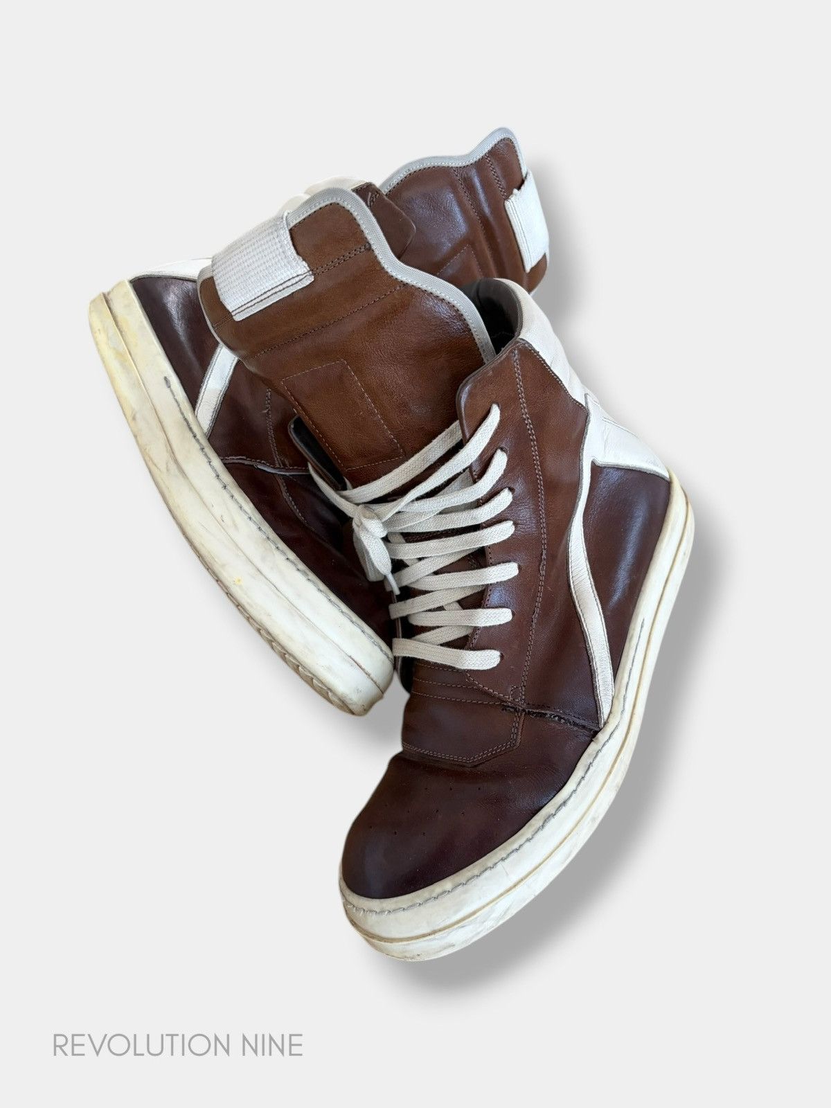 Rick Owens Rick Owens FW22 brown/milk leather geobasket Size US 8 / EU 41 - 1 Thumbnail