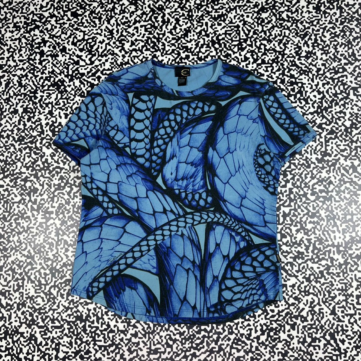 Just Cavalli Vintage Y2K Just Cavalli Abstract Floral Print Luxury Tshirt Size L / US 10 / IT 46 - 2 Thumbnail
