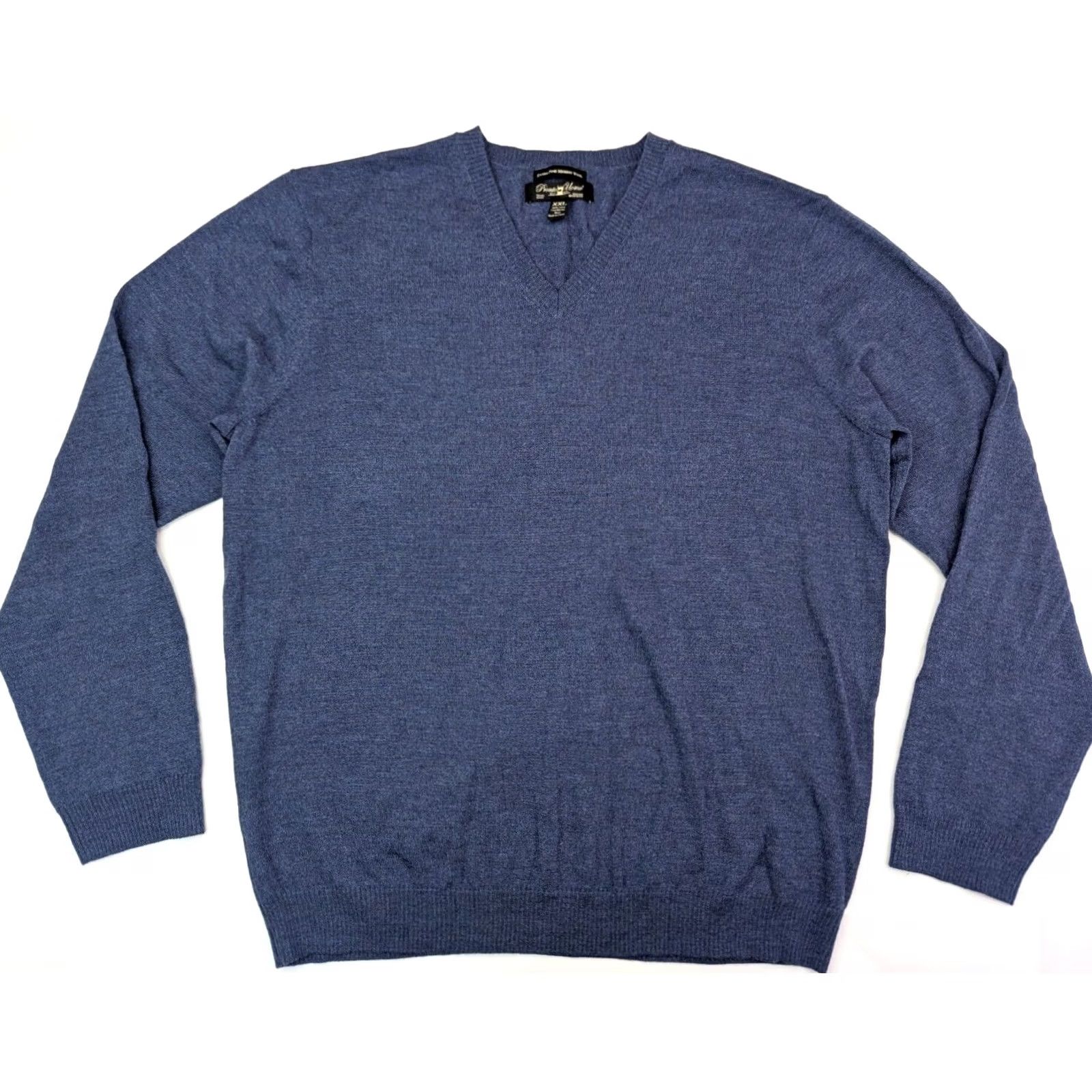 Pronto Uomo Pronto Uomo Sweater Shirt 2XL Blue Merino Wool V-Neck Pullover, Regular Fit, Long Sleeve, Knitted Knit, 90s Classic, Designer, Preppy, Mens Size US XXL / EU 58 / 5 - 3 Thumbnail