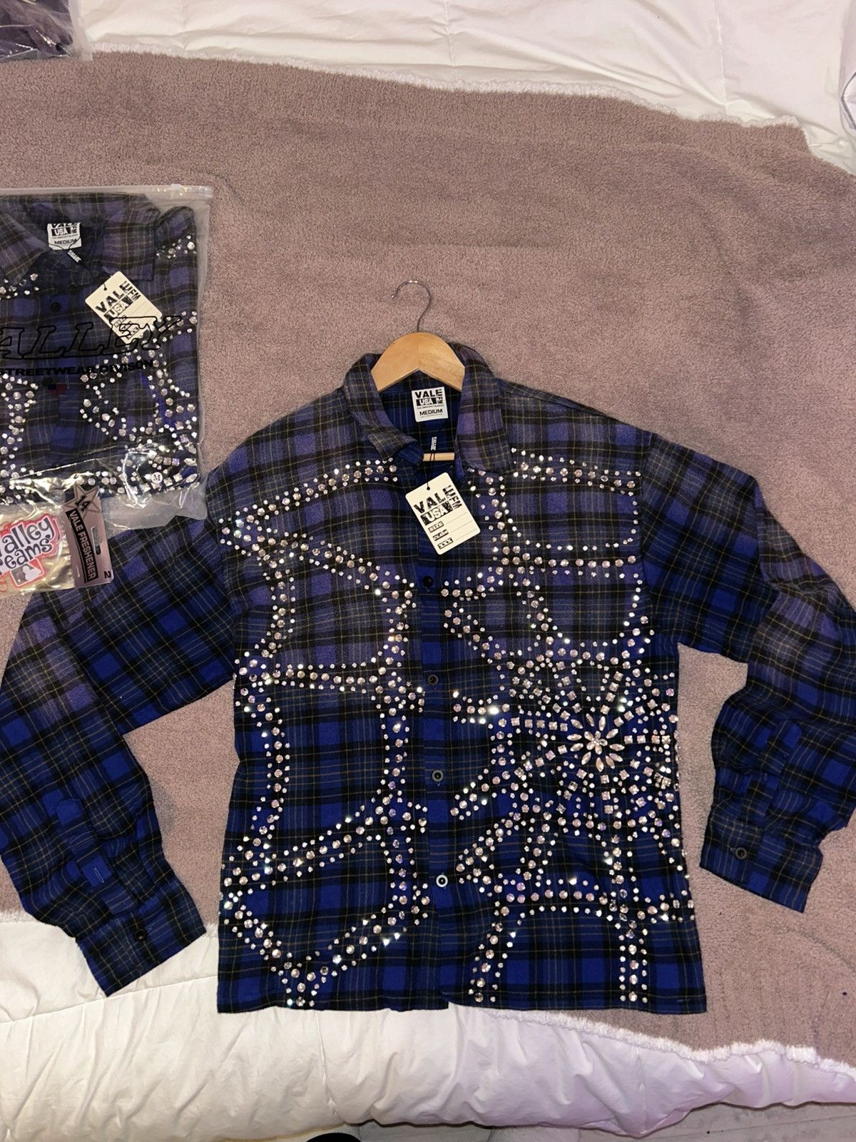 Vale Vale blue flannel , with rhinestone Size US M / EU 48-50 / 2 - 5 Thumbnail