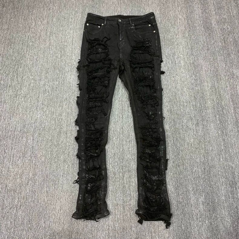 Rick Owens Rick Owens Black Distressed Jeans Size 31-2505 Size US 31 - 1 Thumbnail