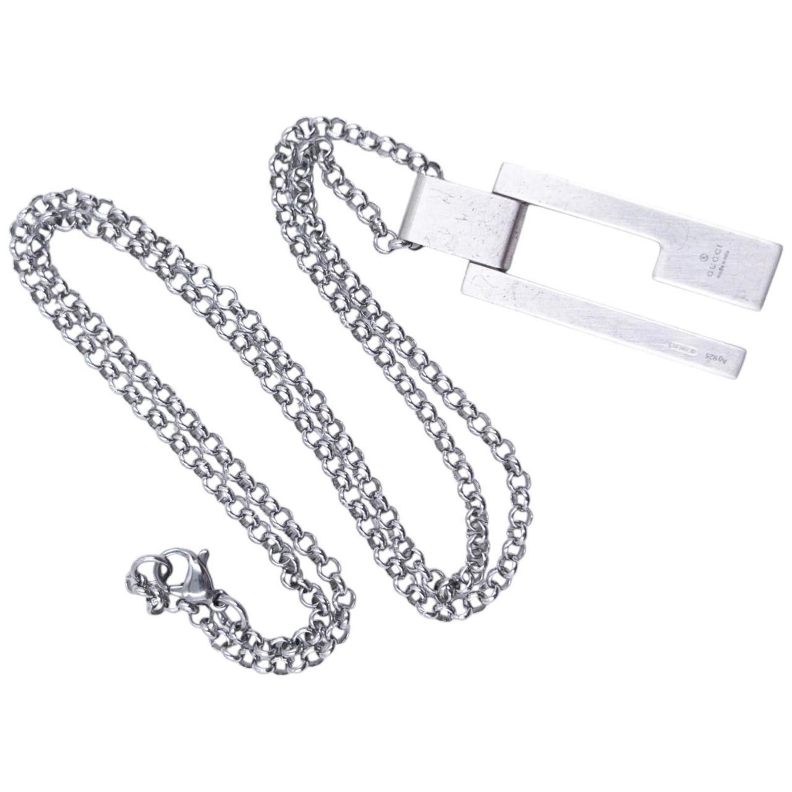 Gucci Vintage Gucci Silver Pendent Necklace Size ONE SIZE - 1 Thumbnail