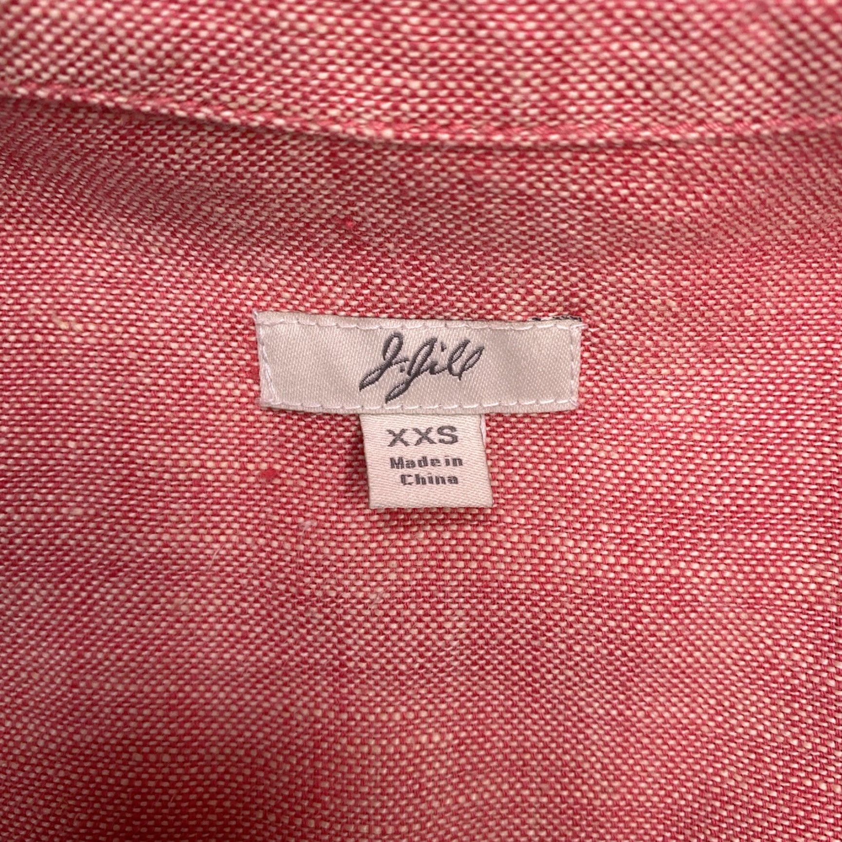 J. Jill J. Jill Jacket Shacket Denim Linen 2XS Red Women Regular Long Sleeve Button Pockets Modern Vintage? Size XXS / US 00 / IT 34 - 4 Thumbnail