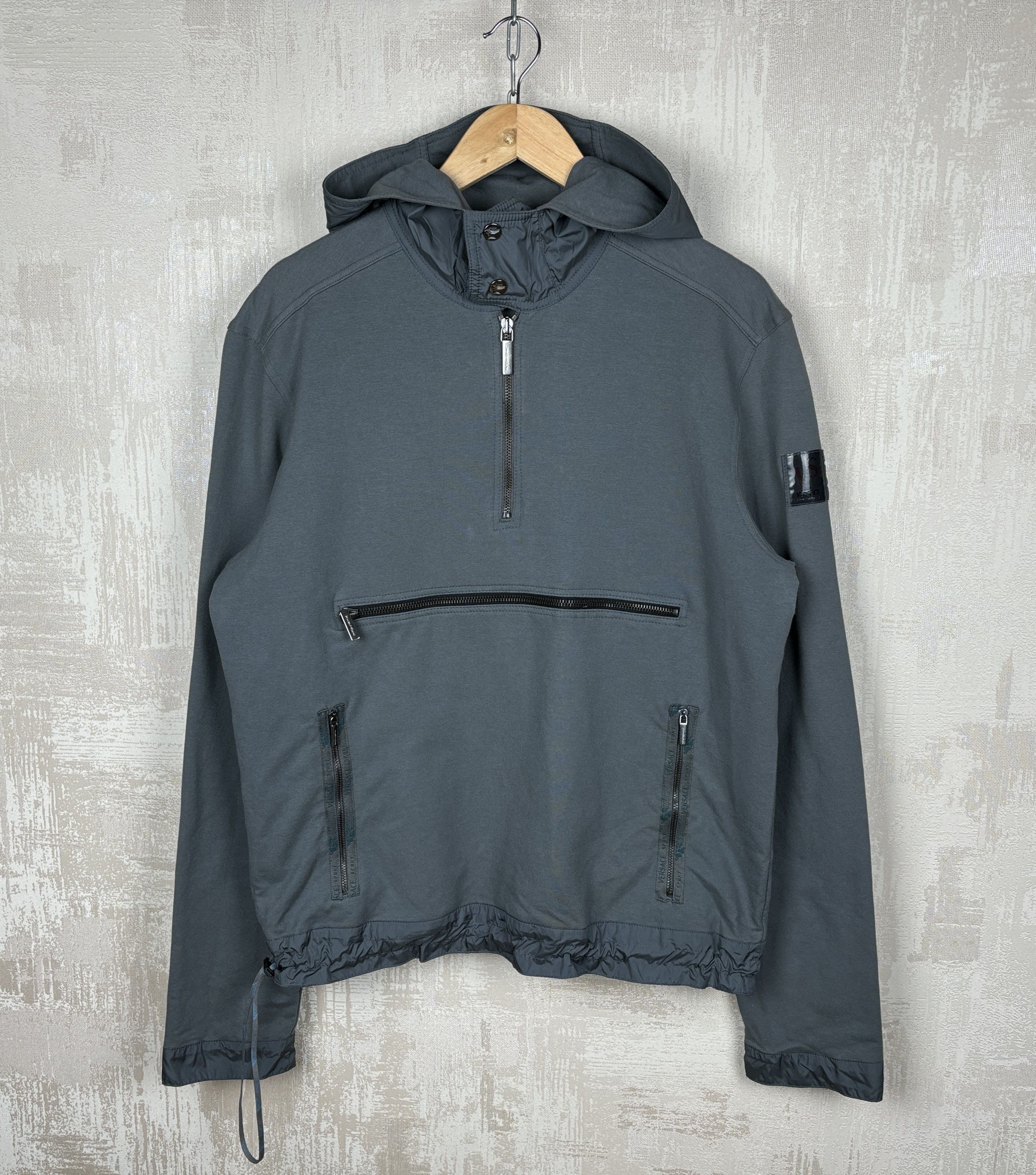 Versace × Vintage Vintage Versace Sport Half Zip Hoodie Made in Italy Size US XL / EU 56 / 4 - 1 Thumbnail