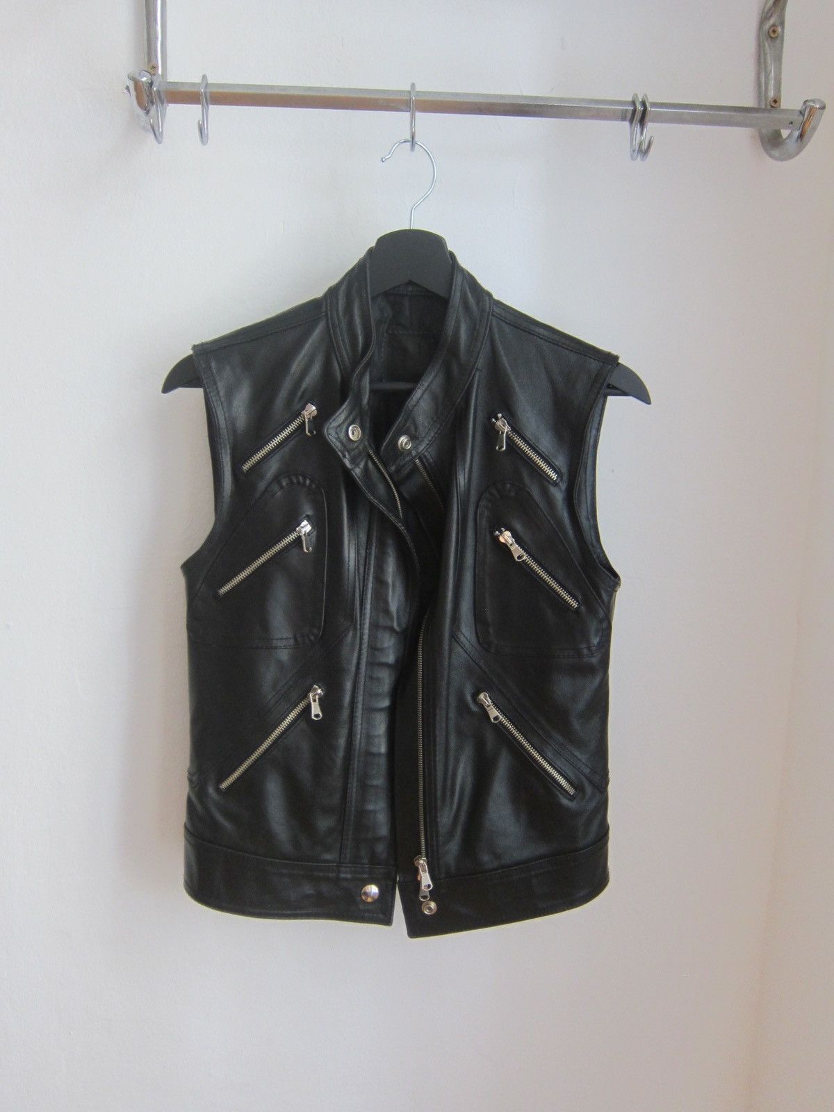 Hedi Slimane × Vintage Leather Biker Vest - Hedi Slimane style Size US S / EU 44-46 / 1 - 1 Thumbnail