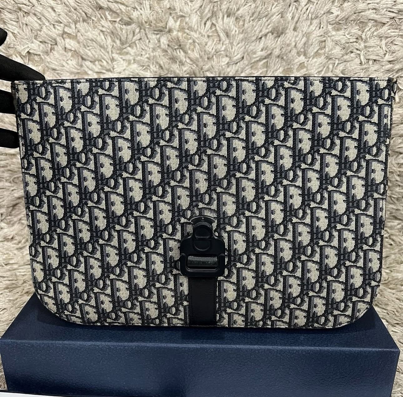 Dior Dior Saddle A4 Pouch Beige & Black Oblique Jacquard Fullset Size ONE SIZE - 9 Thumbnail