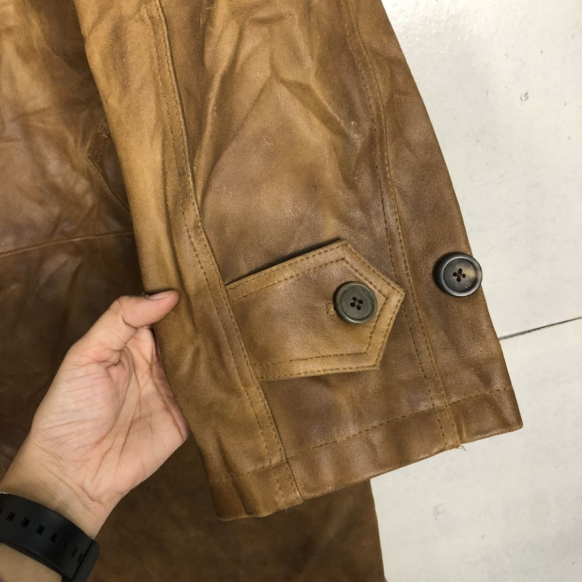 Harley Davidson 🔥VINTAGE GENUINE LEATHER LONG JACKET HARLEY DAVIDSON BIKER Size US M / EU 48-50 / 2 - 17 Thumbnail