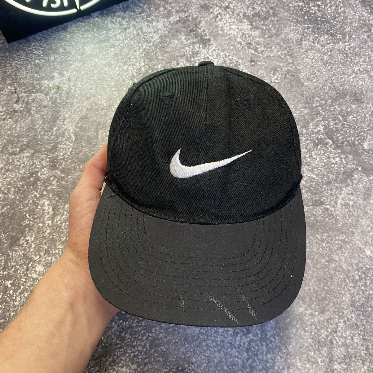 Vintage Vintage Nike Big Swoosh 90’s Rap Black Streetwear cap Size ONE SIZE - 2 Thumbnail