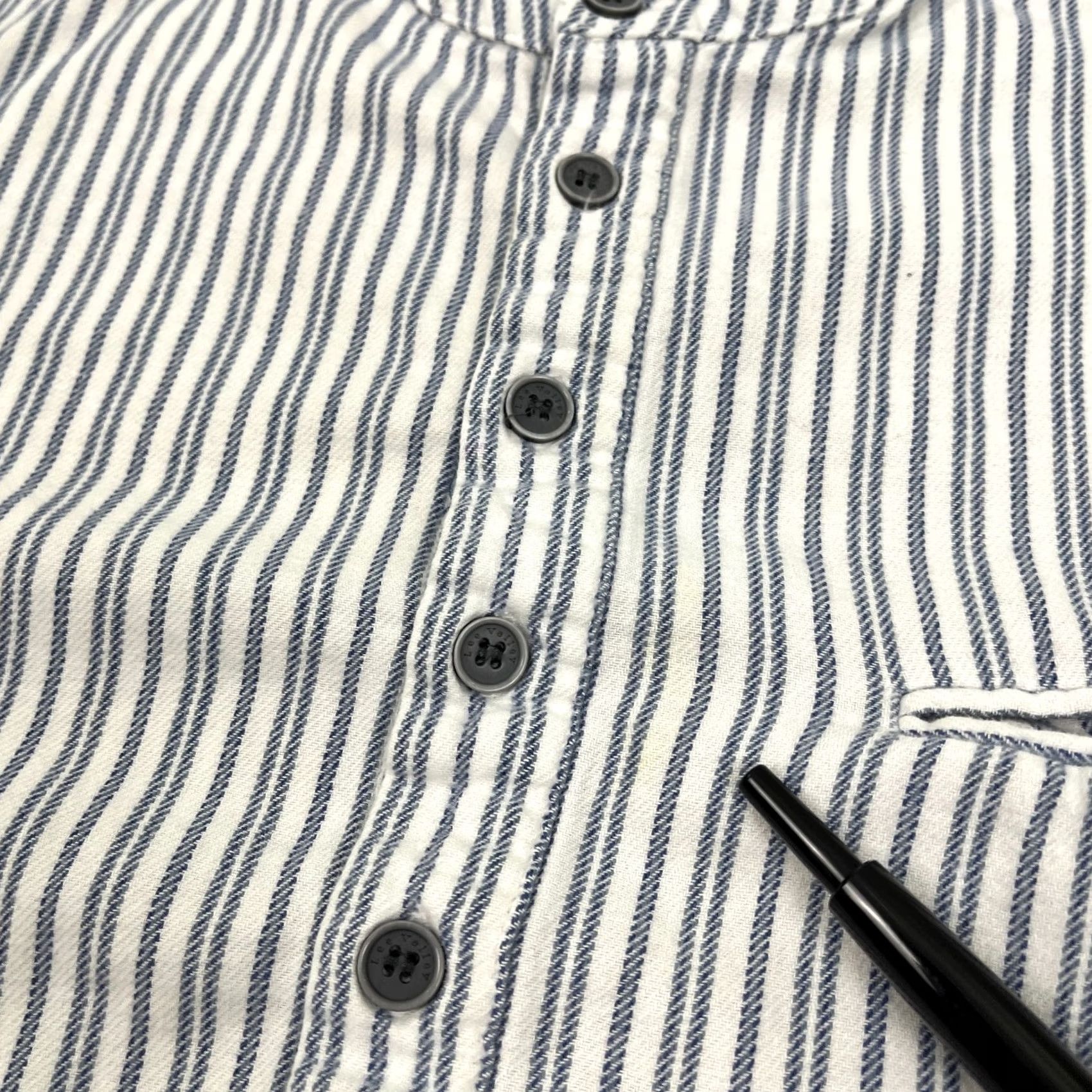 Lee Lee Valley Ireland Grandfather Shirt Mens XXL Blue White Striped Button-Up Band Size US XXL / EU 58 / 5 - 6 Thumbnail