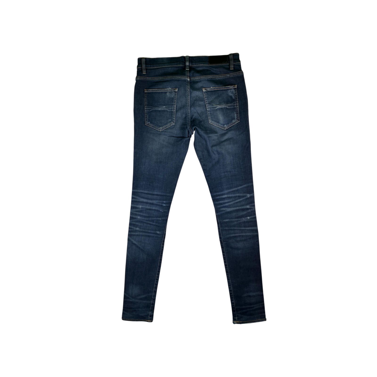 Amiri Amiri OG Leather Patch Dark Wash & Black Jeans Size US 31 - 2 Thumbnail