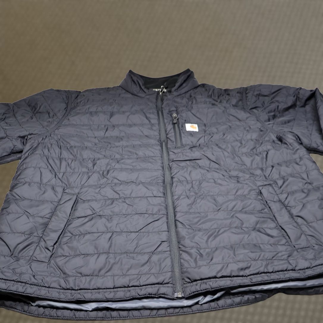 Carhartt Carhartt Jacket Mens 2XLT Black Rain Defender Relaxed Fit Nylon Zip Snap Puffer Quilted Outside Workwear Tall Black Mens Size US XXL / EU 58 / 5 - 1 Thumbnail
