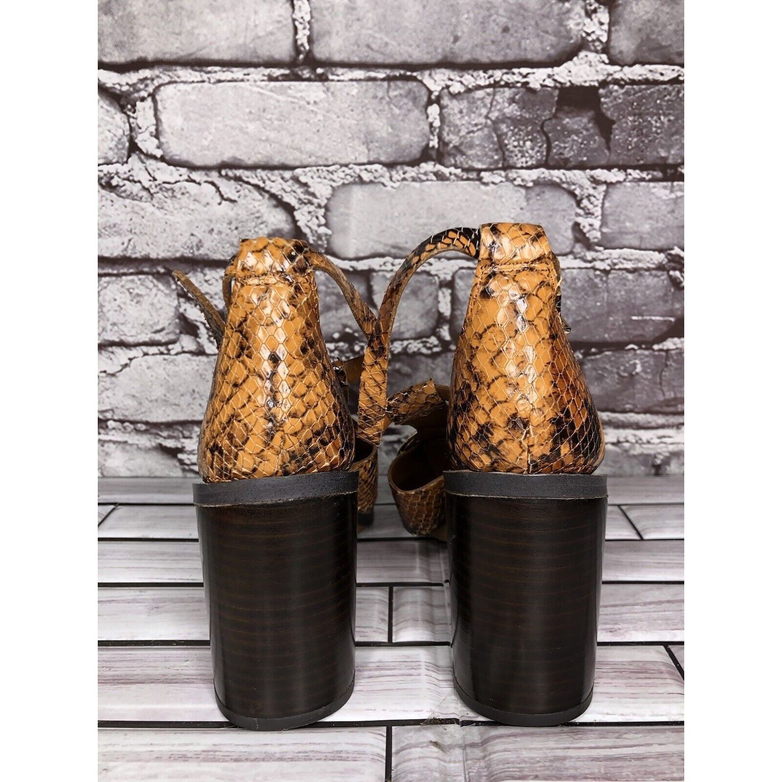 Other Franco Sarto Dandelion Snake Print Ankle Strappy Brown Leath Size US 6 / IT 36 - 4 Thumbnail