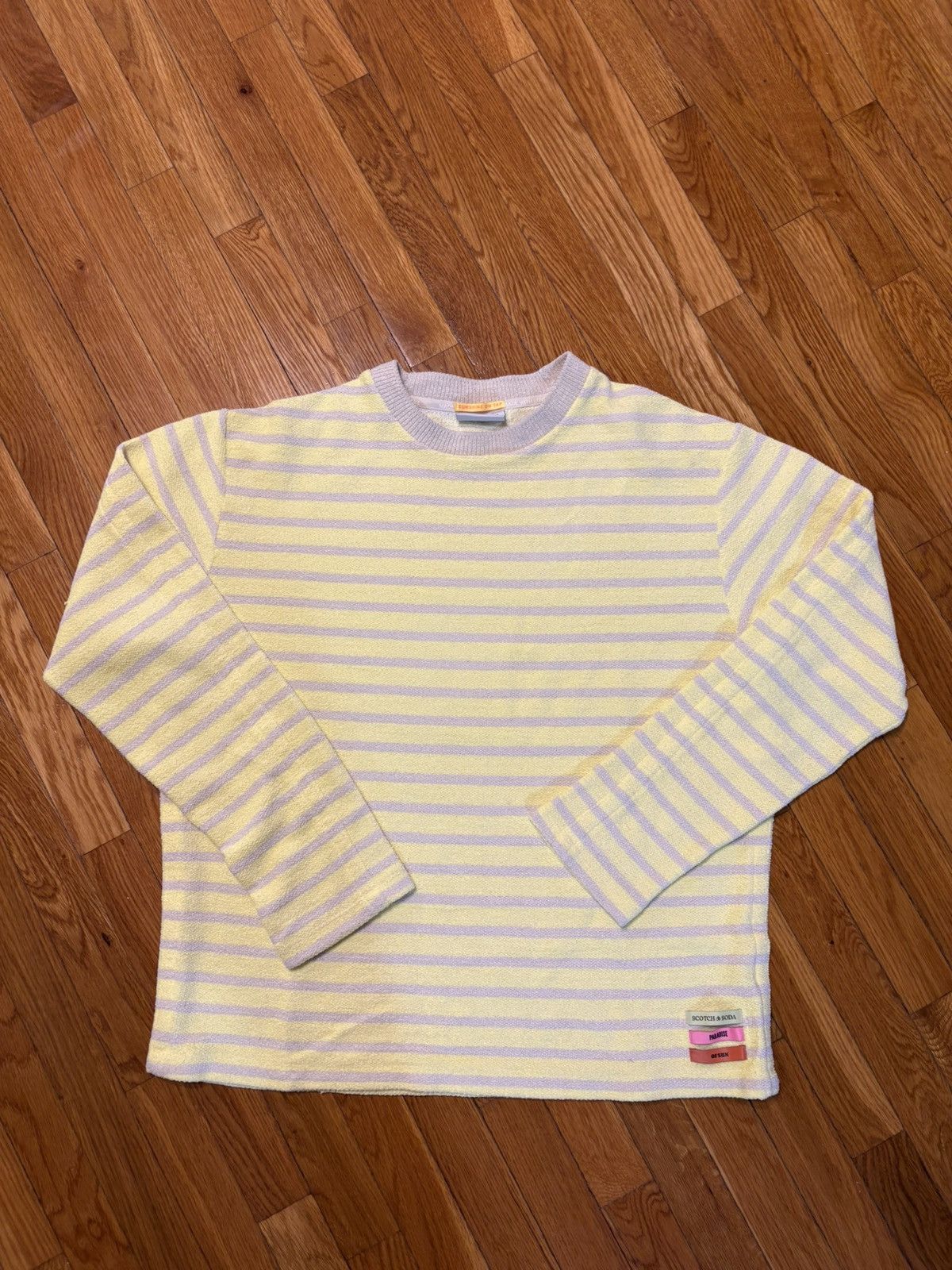 Scotch & Soda Scotch & Soda yellow/white striped sweater Size US XL / EU 56 / 4 - 1 Thumbnail