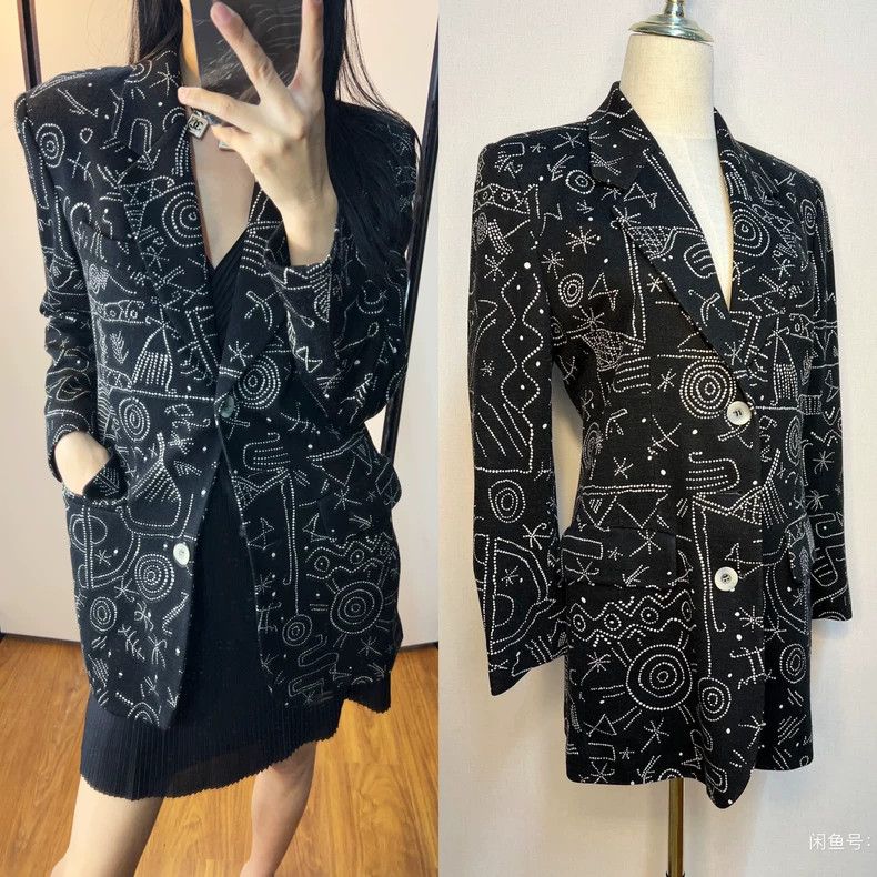 Kenzo KENZO Fun pattern wool mid-length suit jacket Size XS / US 0-2 / IT 36-38 - 1 Thumbnail