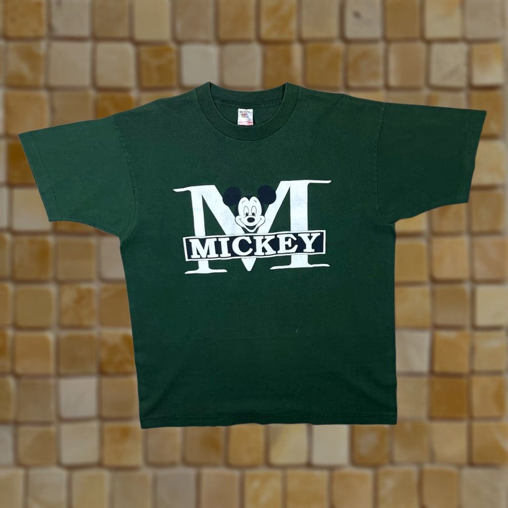Fruit Of The Loom VINTAGE Disney Mickey Graphic Green Single Stitch T-Shirt XL Mens FOTL 90s Size US XL / EU 56 / 4 - 1 Thumbnail