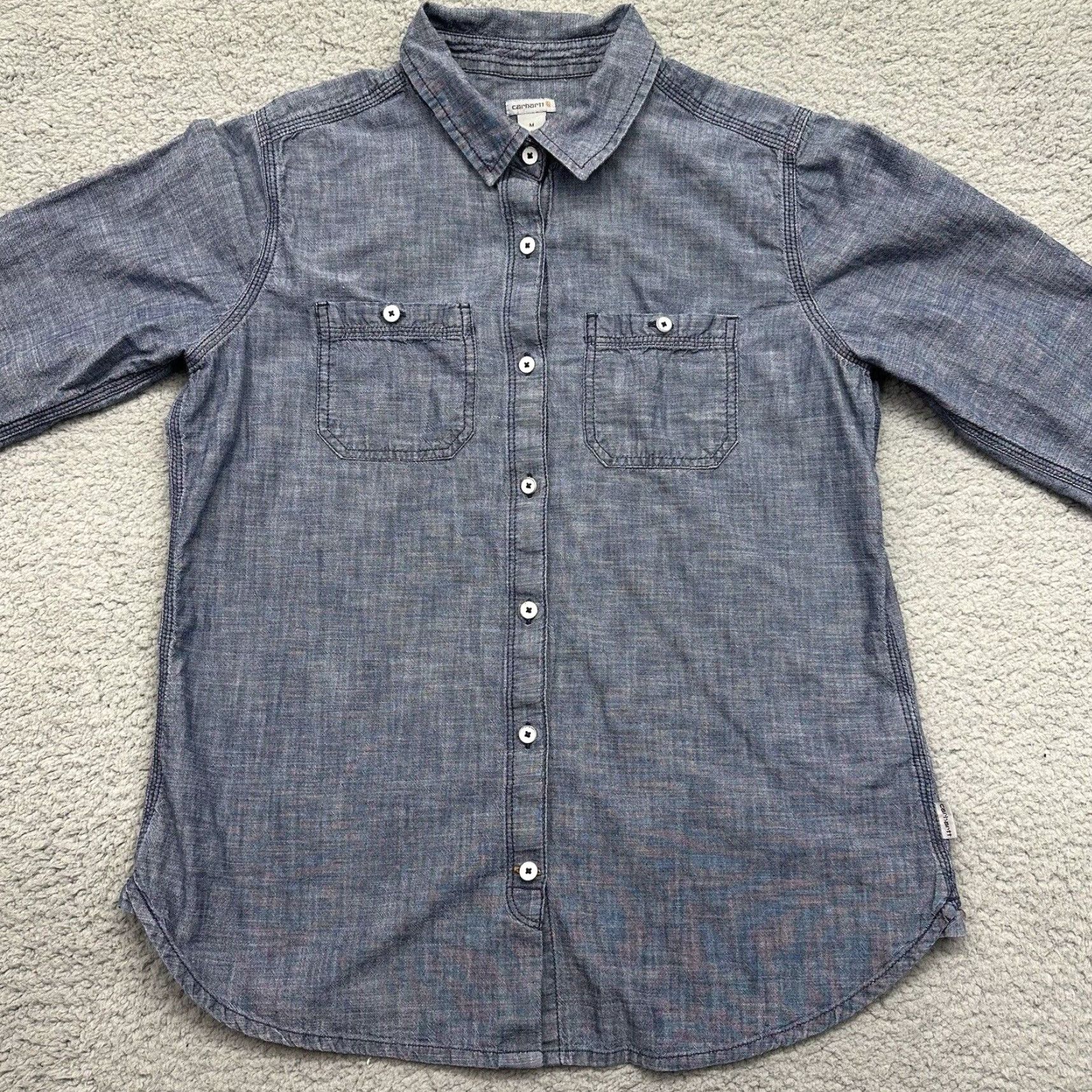 Carhartt Carhartt Shirt Women M Milam Blue Button Down Long Sleeve RelaxedFit 102073-402 Size M / US 6-8 / IT 42-44 - 4 Thumbnail