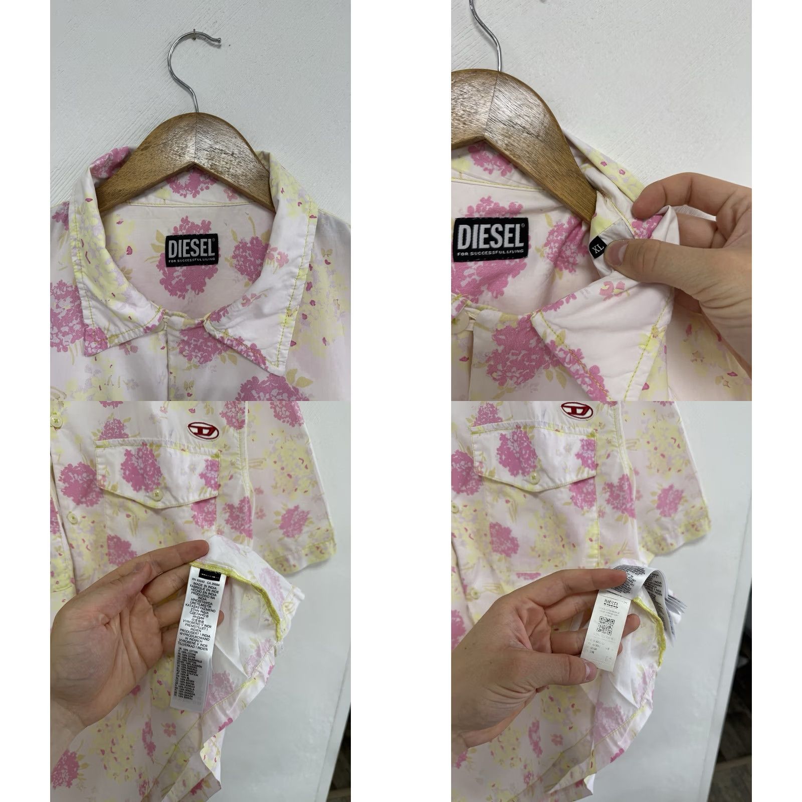 Diesel Diesel Shirt Men’s XL Short Sleeve Floral Hawaiian Button Up Summer Vibe Size US XL / EU 56 / 4 - 8 Thumbnail